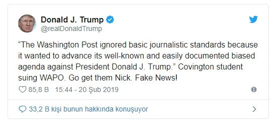Trump'tan Washington Post'a dava açan gence destek: Göster onlara Nick